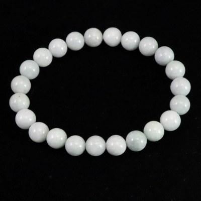 糸魚川翡翠 ヒスイ 白緑 3A 8mm玉ブレスレット 産地証明書付 23.7g
