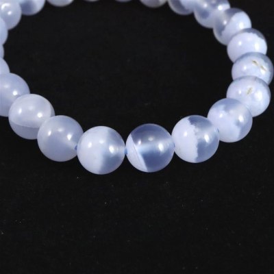 ブルーレースアゲート 空色縞瑪瑙 8.5mm玉ブレスレット 18.3g