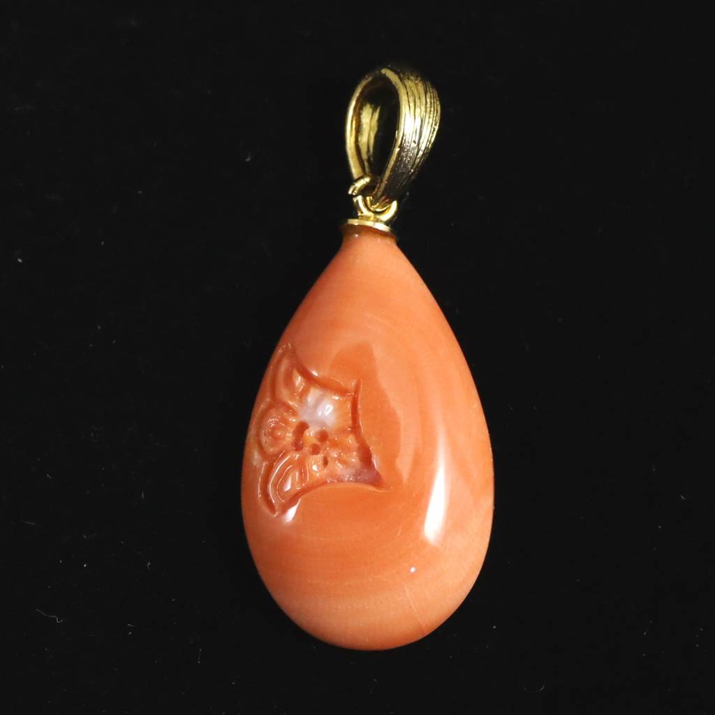 宮古島産 天然 宝石珊瑚 桃色サンゴ ペンダントトップ　1.68g