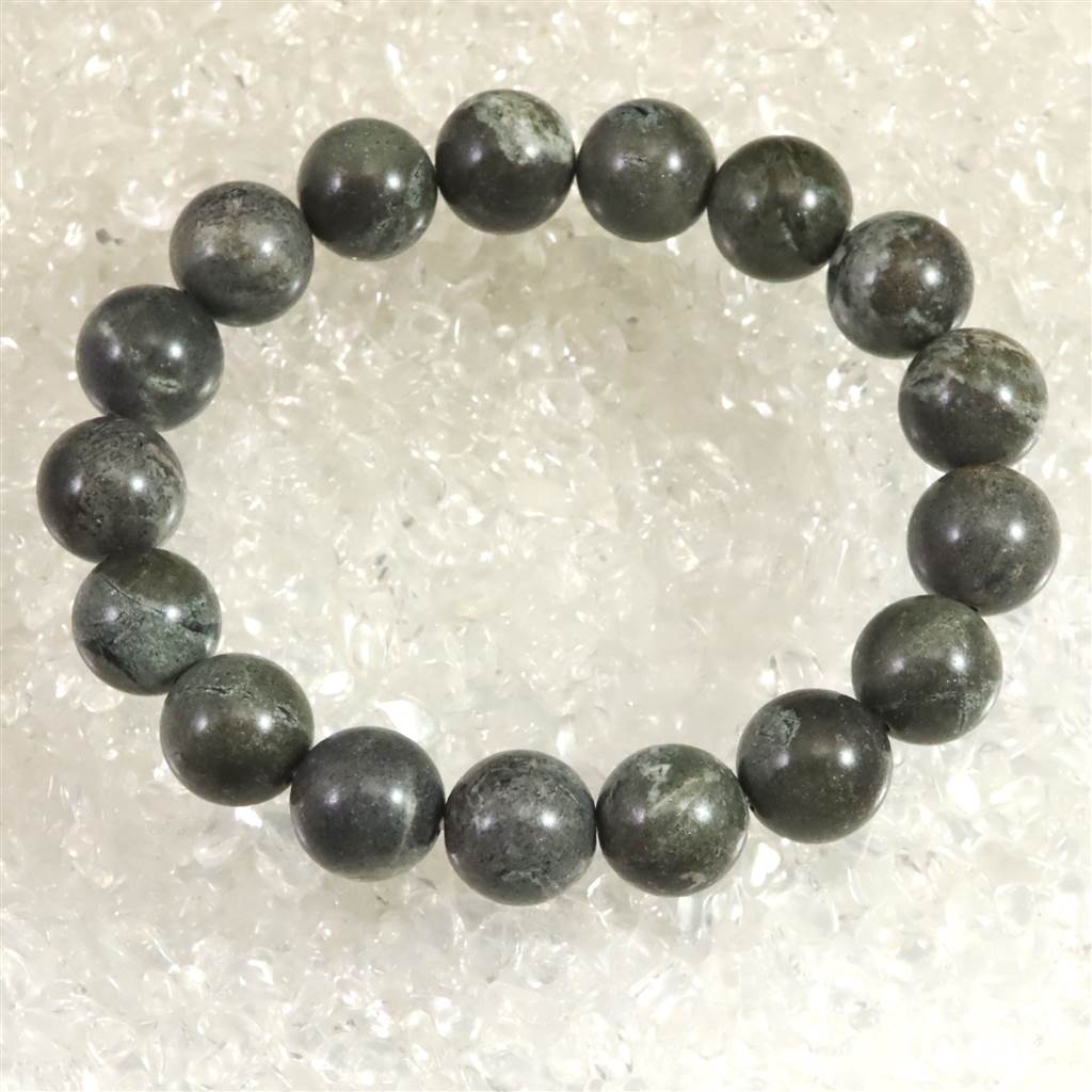 三重県 熊野薬石 グレー 12mm玉ブレスレット 証明書付 41.2g