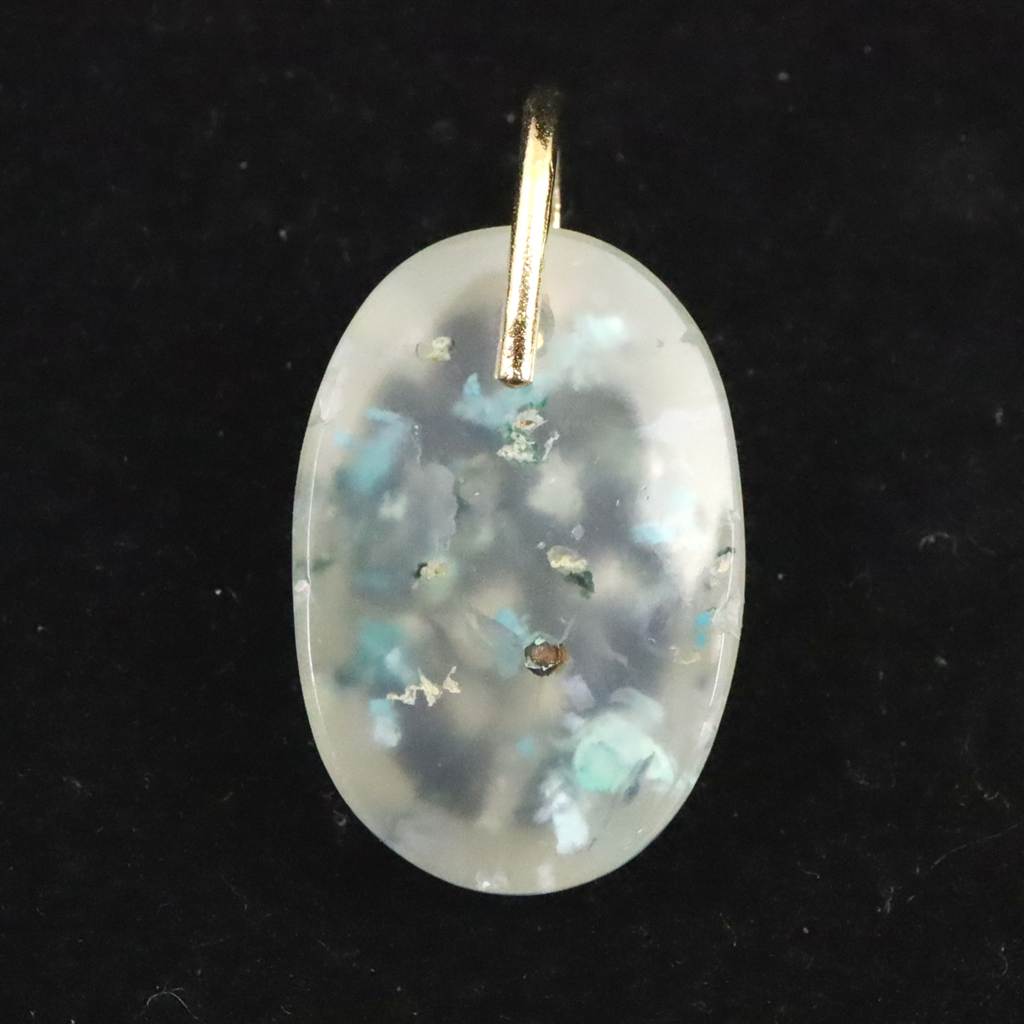 クリソコラカルセドニー タンブル ペンダントトップ K18YG 1.79g