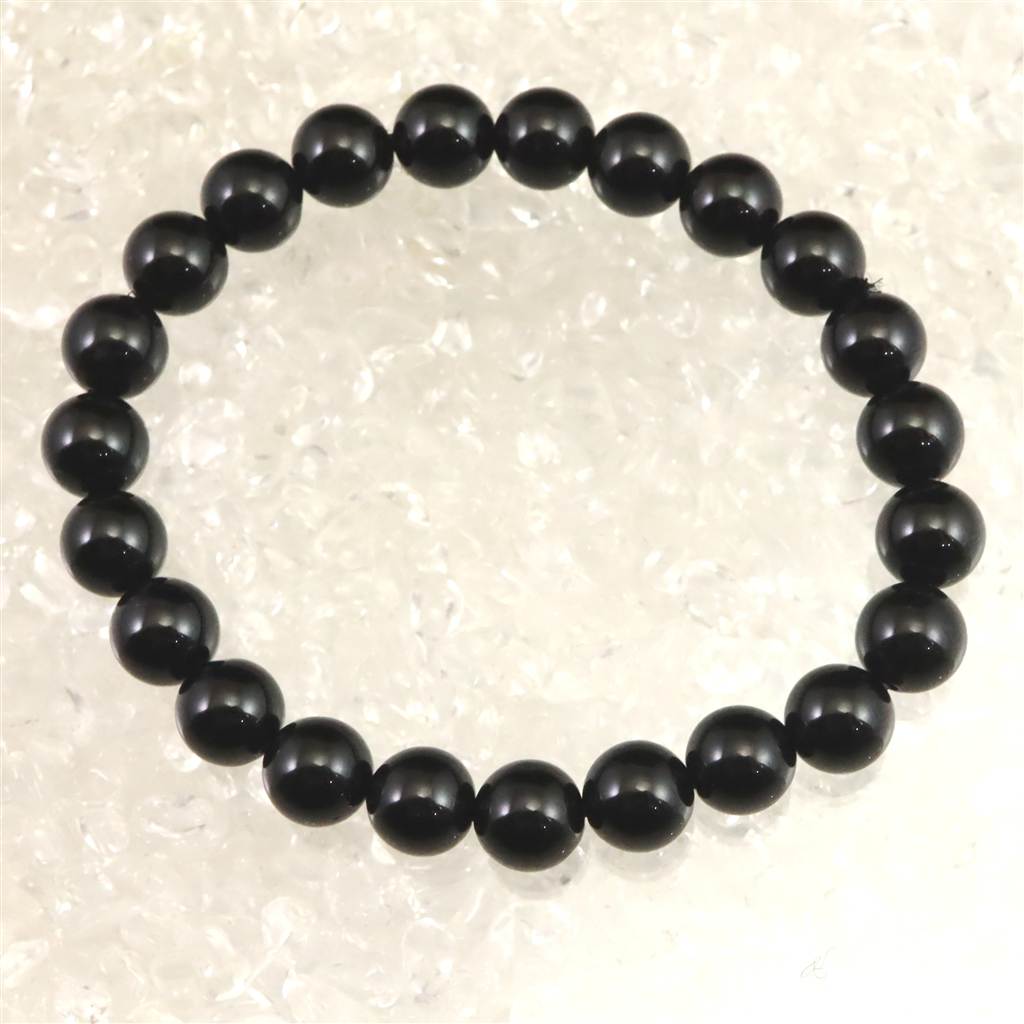 チベット産 天然モリオン水晶 4A 8mm玉 ブレスレット 18.0g