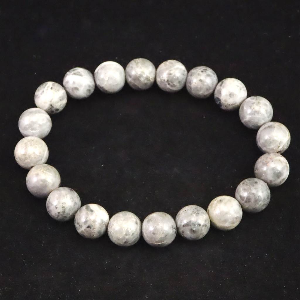 沖縄県 美ら海石 ライトグレー 10mm玉ブレスレット 証明書付 27.5g(3)
