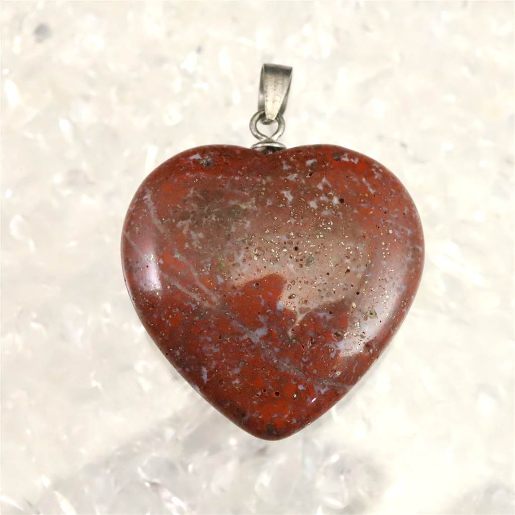 H&E社 レッドファイアアゼツライト(AZOZEO) 25mmハート ペンダントトップ 証明書付 5.9g