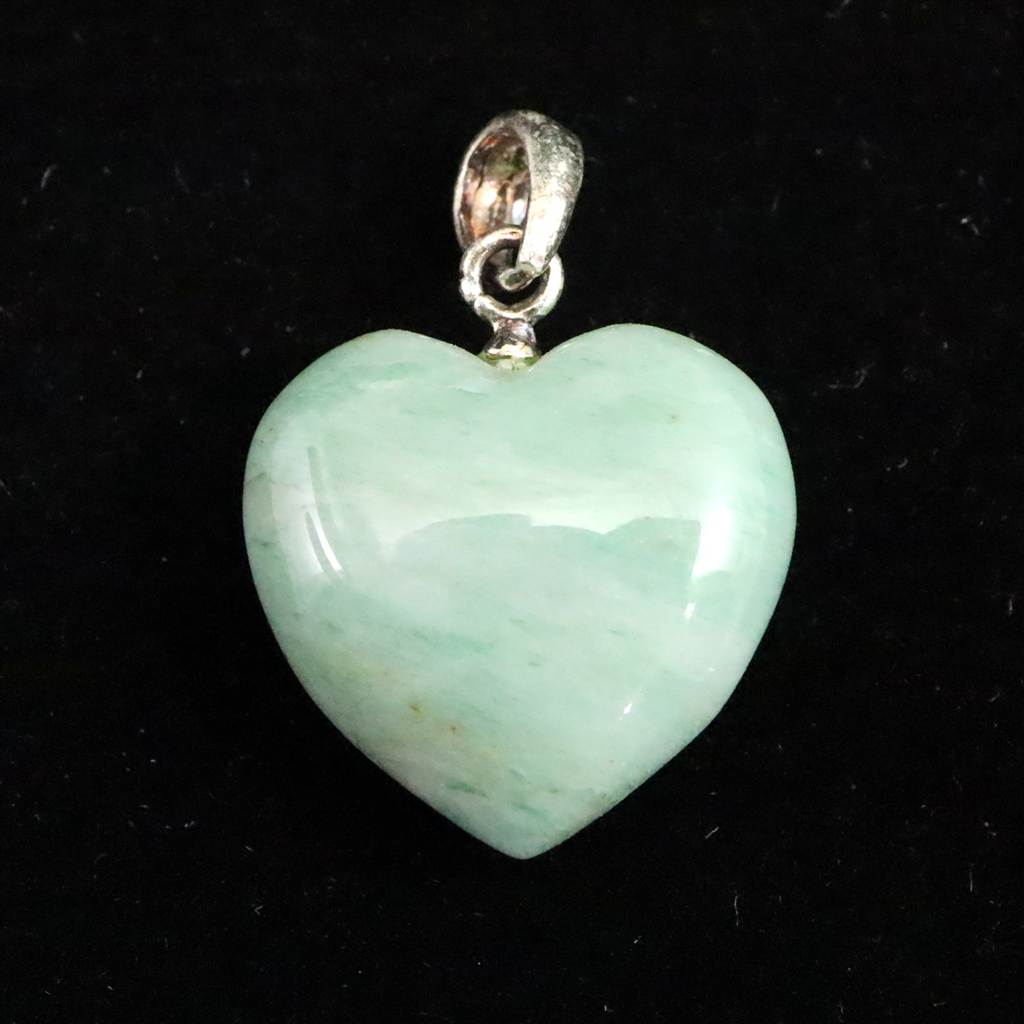 H&E社 ブルーグリーン アゼツライト（AZOZEO) 15mmハート ペンダントトップ 2.7g