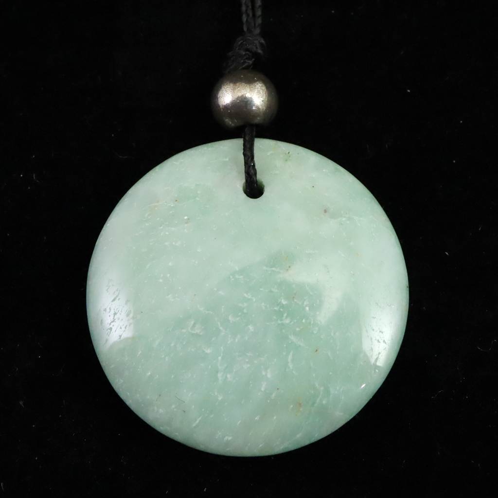 H&E社 ブルーグリーン アゼツライト（AZOZEO) ディスク型 コード ペンダント 7.1g