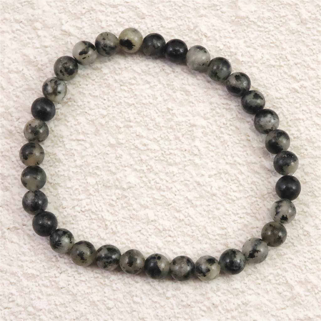 H&E社 ブラックトルマリン アゼツライト（AZOZEO) 6mm玉ブレスレット 証明書付 9.3g