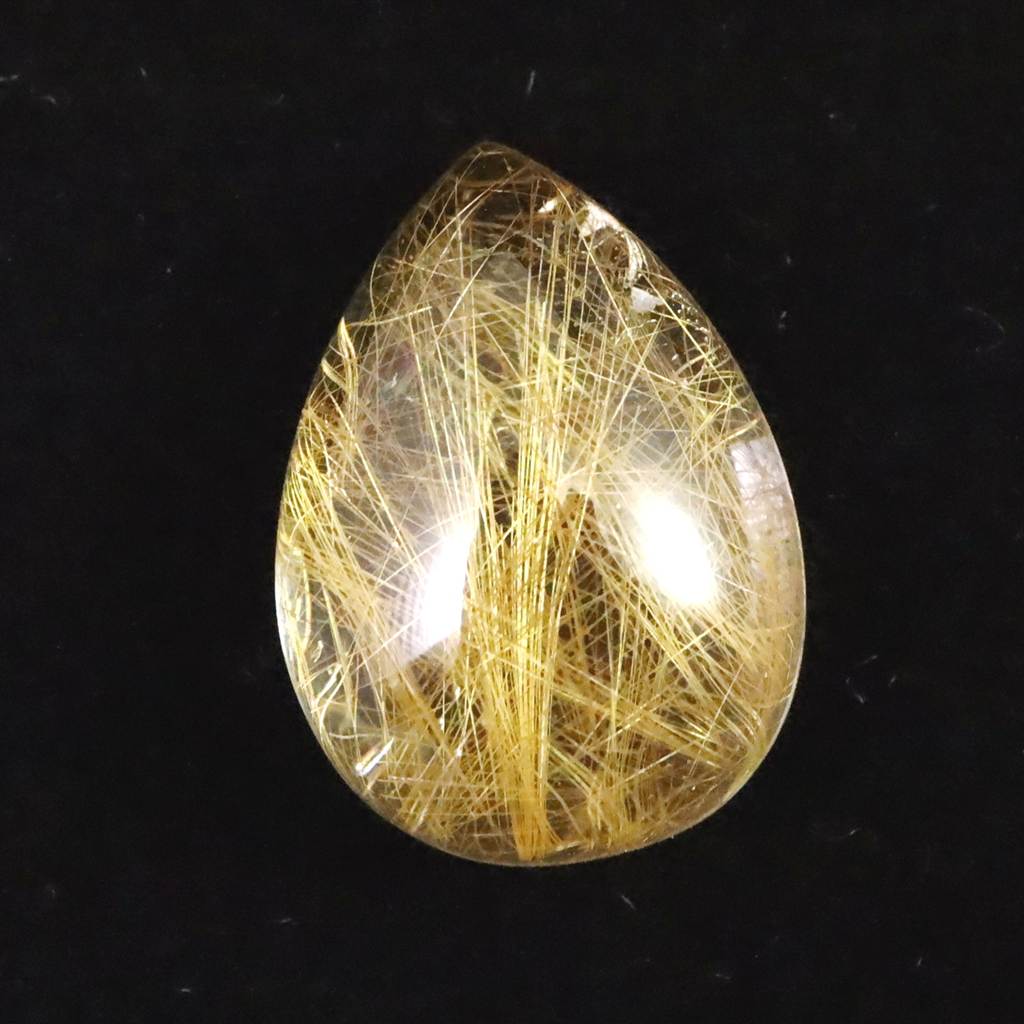ヒマラヤ マニハール産 ゴールドルチル入り 水晶 ティアドロップ型 ルース 11.3ct