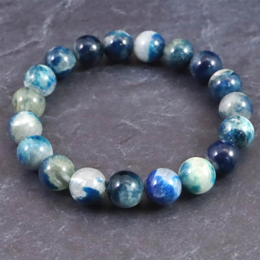 Rakuten - ブルーハックマナイトシリカ 蛍光 10mm玉ブレスレット 26.7g