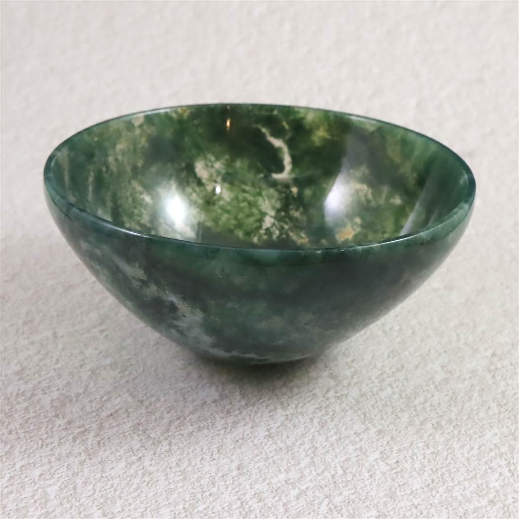 Rakuten - インド産 モスアゲート（苔瑪瑙） 111mmボウル 151g
