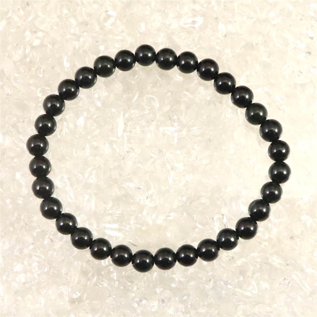 糸魚川翡翠 ヒスイ 黒 6mm玉ブレスレット ディレクトリカード付 11.7g
