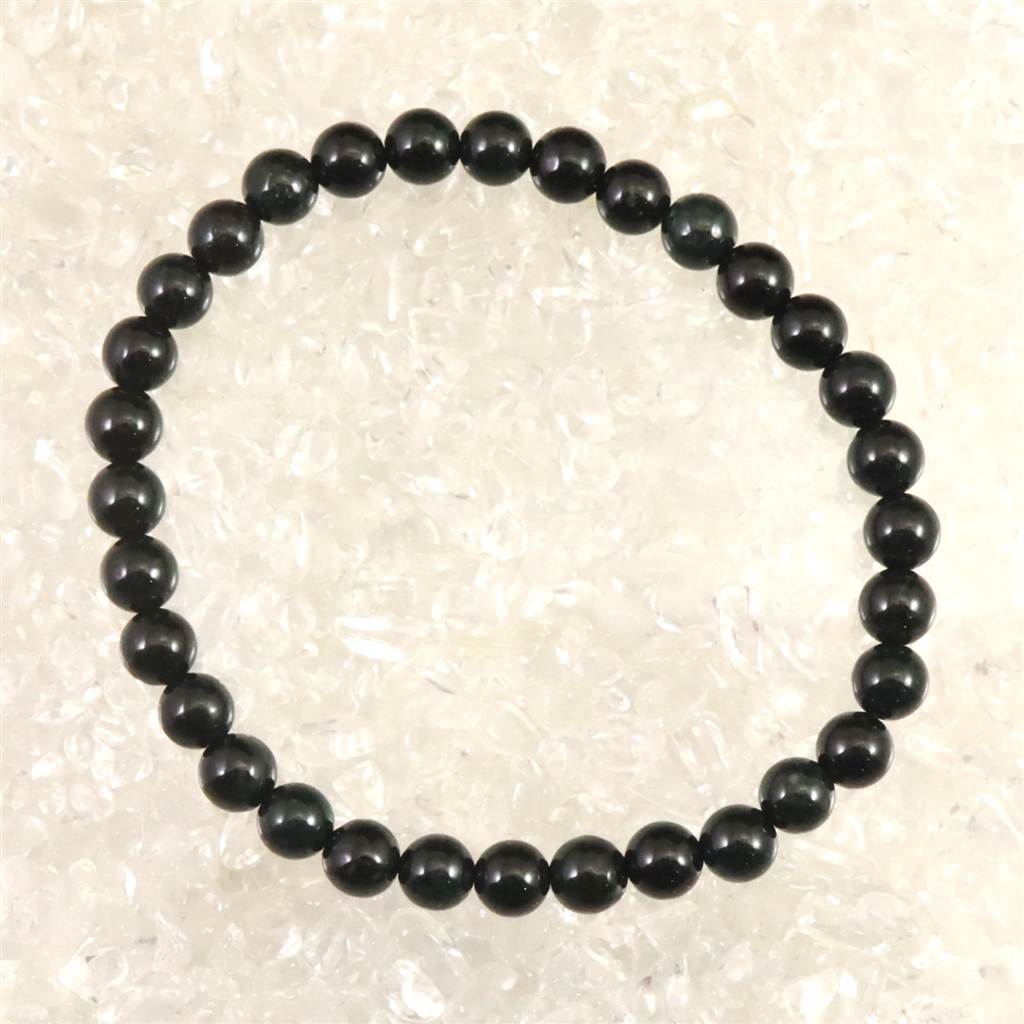 糸魚川翡翠 ヒスイ 黒 6mm玉ブレスレット ディレクトリカード付 11.6g