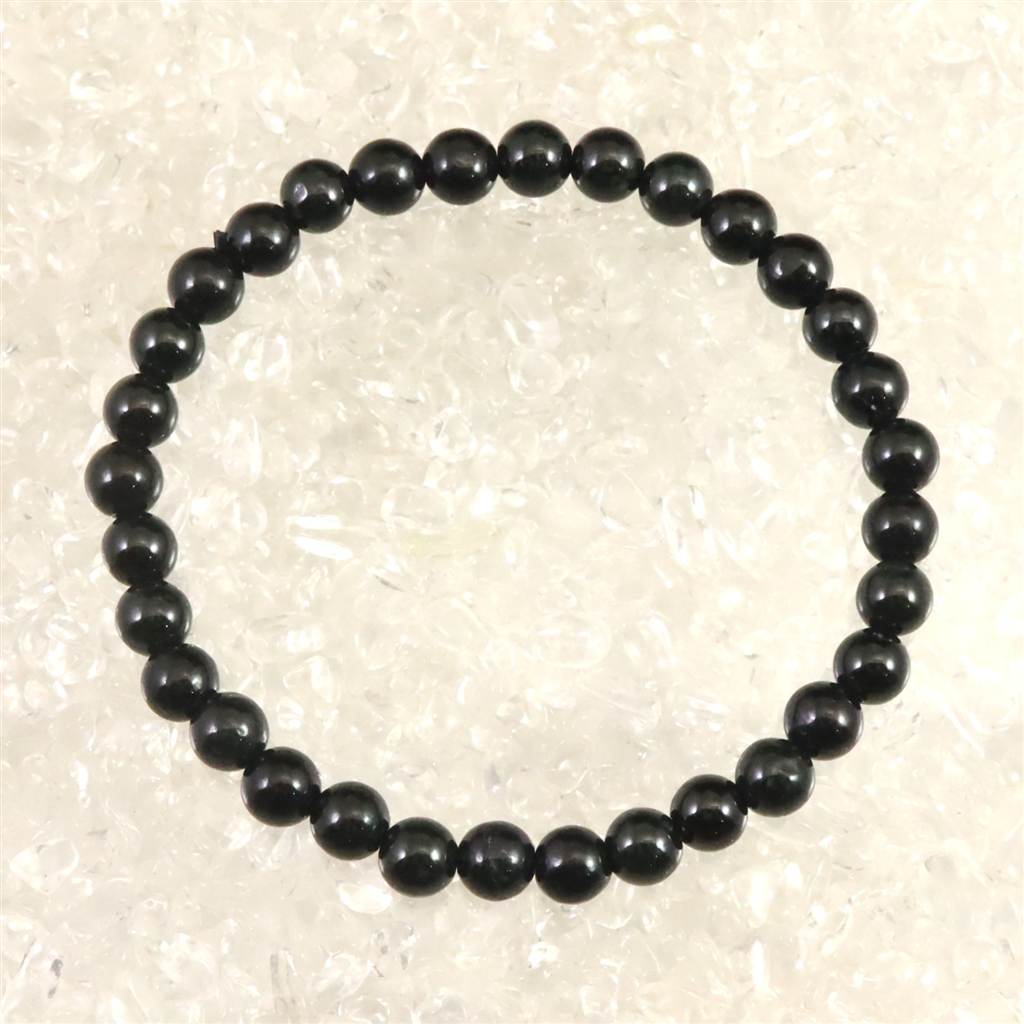 糸魚川翡翠 ヒスイ 黒 6mm玉ブレスレット ディレクトリカード付 11.8g