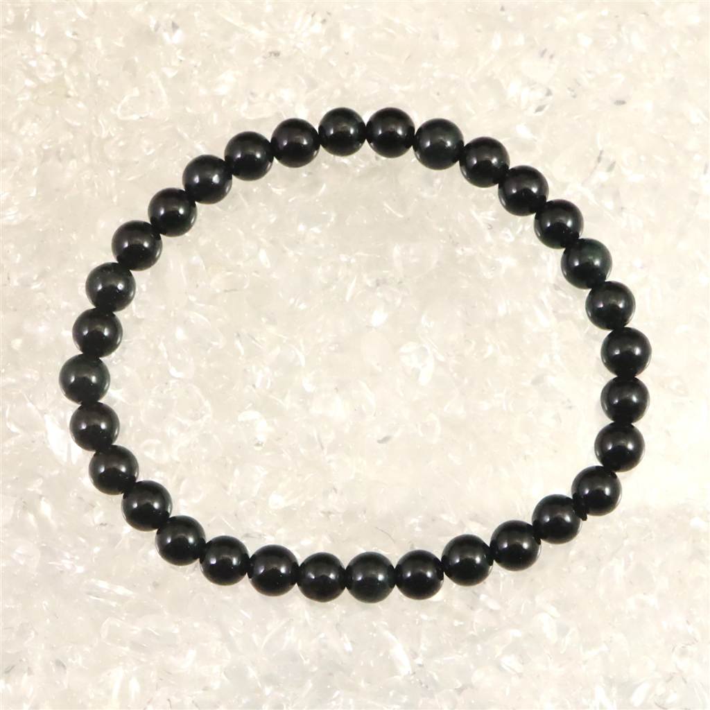 糸魚川翡翠 ヒスイ 黒 6mm玉ブレスレット ディレクトリカード付 11.4g