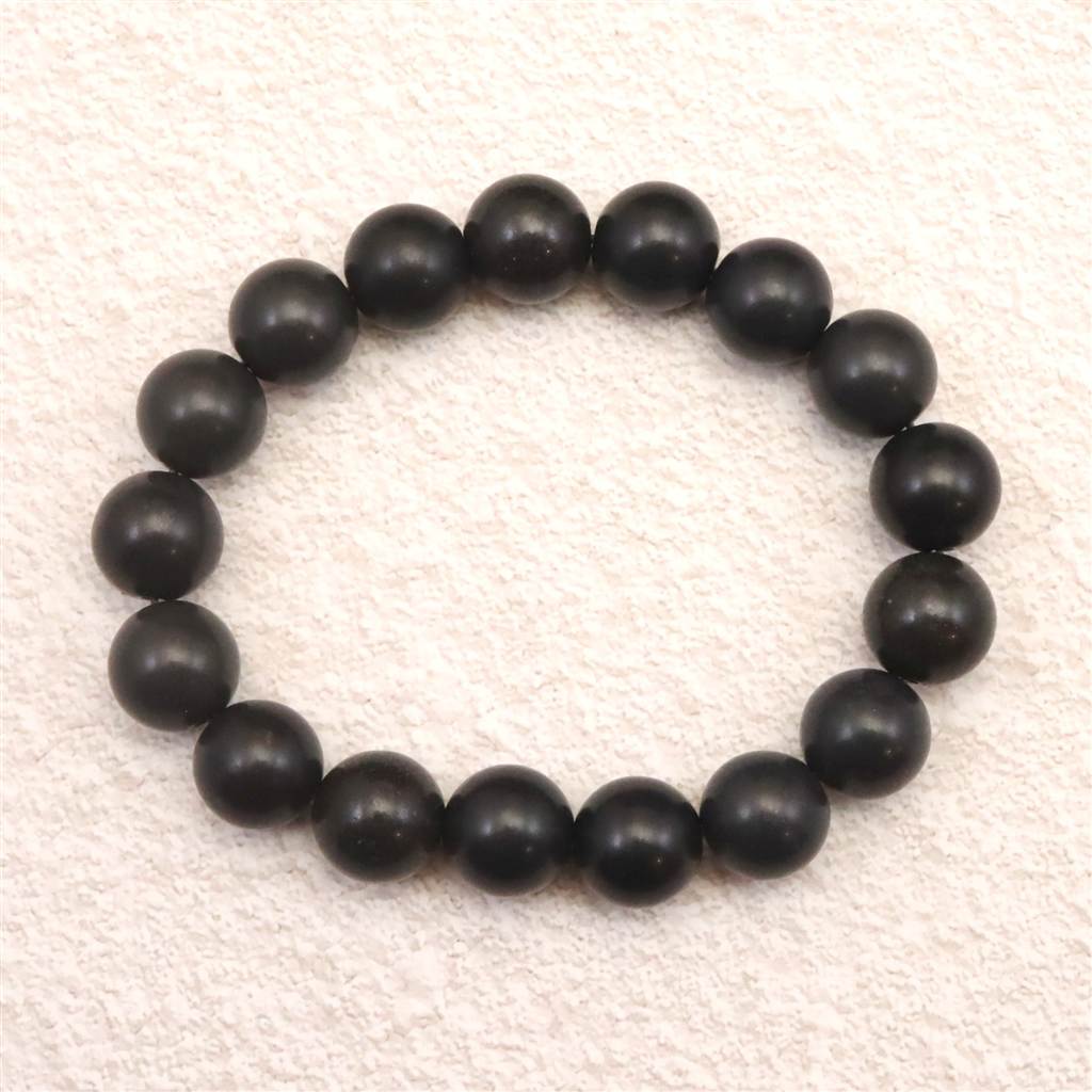 三重県産 那智黒石 12mm玉ブレスレット　証明書付 41.2g