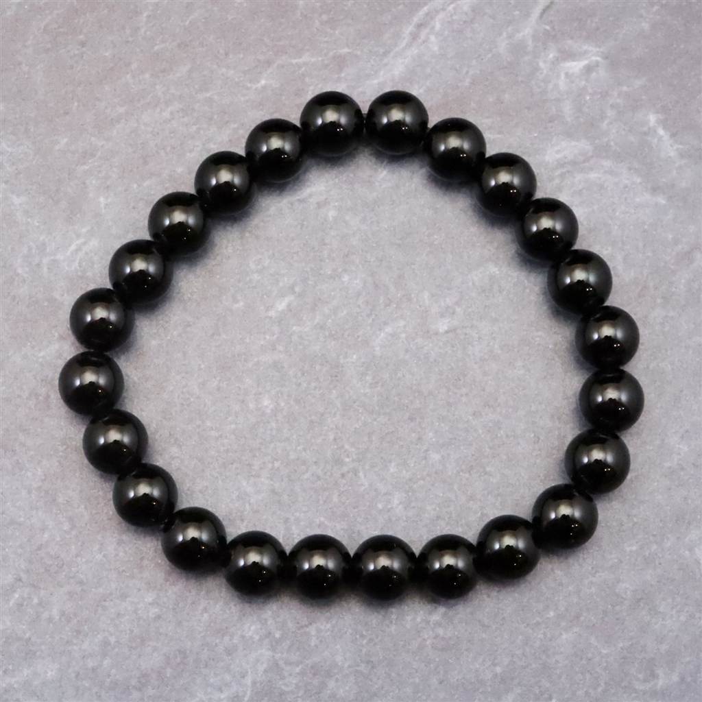 樂天商城 - 岐阜県産 黒水晶 モリオン 8mm玉ブレスレット　18.6g