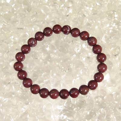 青森県産　津軽綿緋石　8mm玉ブレスレット 証明書付 19.2g