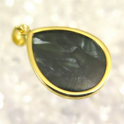 セラフィナイト / クリノクロア　22mmペアシェイプ ペンダントトップ 18KGP 5.6g