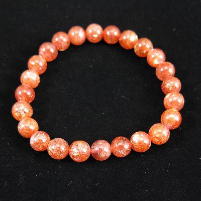 サンストーン　日長石　AAAグレード 7.5mm玉ブレスレット 14.85g