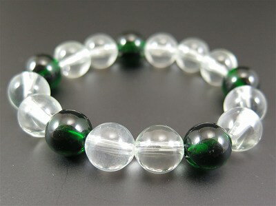 インドネシア産アンダラクリスタル　グリーンXクリアカラー　12mm玉ブレスレット