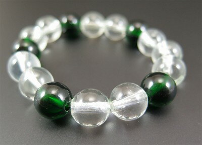 インドネシア産アンダラクリスタル　グリーンXクリアカラー　12mm玉ブレスレット