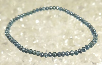 天然ブルーダイヤモンド　3.5mm　ボタンカット　ブレスレット　3.07g　鑑別書付