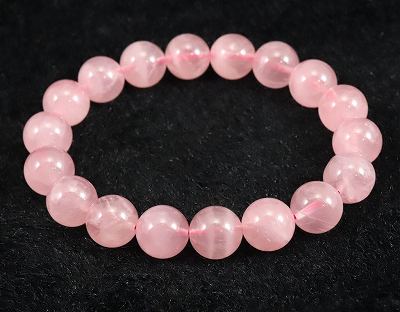 ディープローズクォーツ 紅水晶　10.5mm玉ブレスレット 29.4g