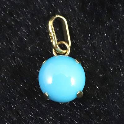 ターコイズ　スリーピングビューティー鉱山産　5.5mmラウンド　ペンダントトップ　K18　0.38g
