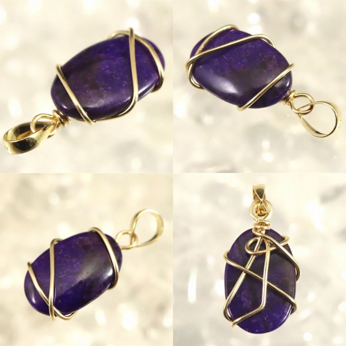 スギライト ワイヤーラップ ペンダントトップ チャーム K18YG 0.7g