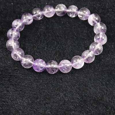 ラベンダーアメジスト ファントム 幻影紫水晶 9.5mm玉ブレスレット 24.8g