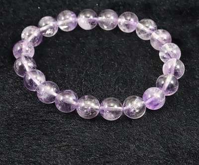 ラベンダーアメジスト ファントム 幻影紫水晶 9.5mm玉ブレスレット 24.8g