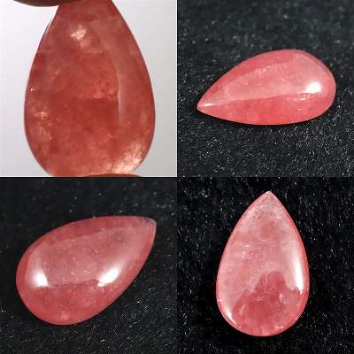 インカローズ ロードクロサイト　20mmティアドロップ カボションタンブル　3.19g