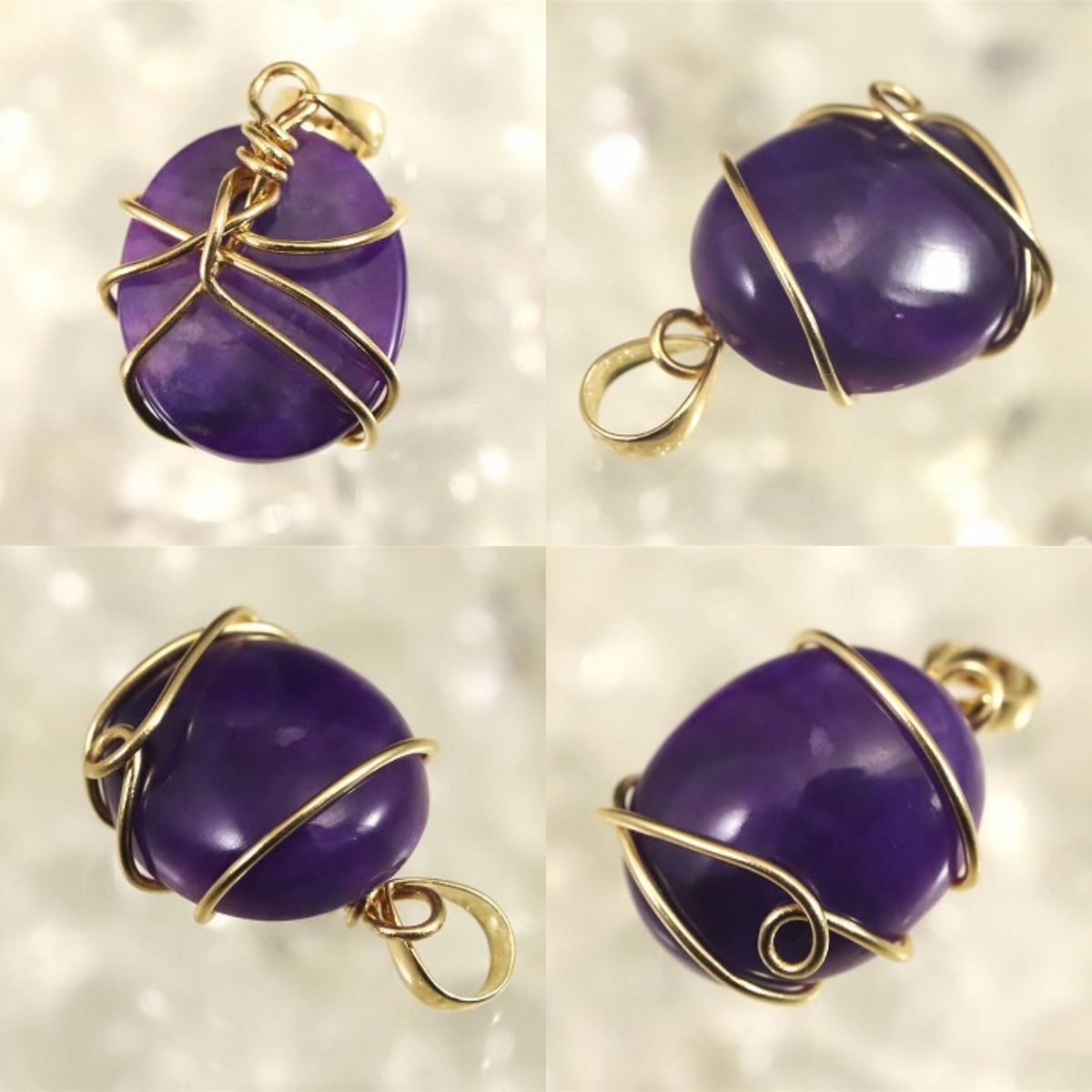 スギライト ワイヤーラップ ペンダントトップ チャーム K18YG 1.24g