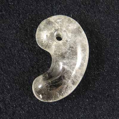 山梨県 黒平鉱山産水晶 39mm勾玉 虹 19.48g ディレクトリーカード付