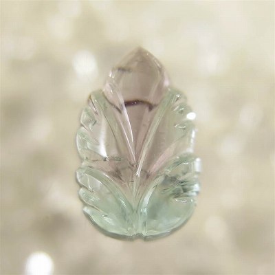 バイカラートルマリン　AAA ペアシェイプ　リーフ彫刻　カボション1.69g