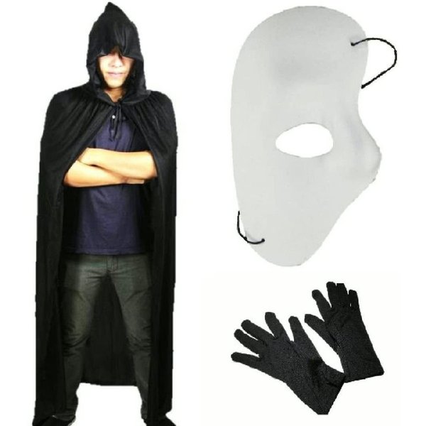 ハロウィン ブラック マント マスク 変装 衣装 黒手袋 セット