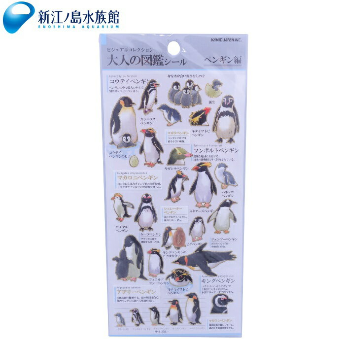 大人の図鑑シール　ペンギン編[しーる/ステッカー/海の生き物/ぺんぎん/文具/雑貨/ペンギン/イルカ/サメ/クマノミ/カメ/シートシール/女子/プレゼント/ラッピング/手紙/水族館/人気/かわいい/おすすめ]