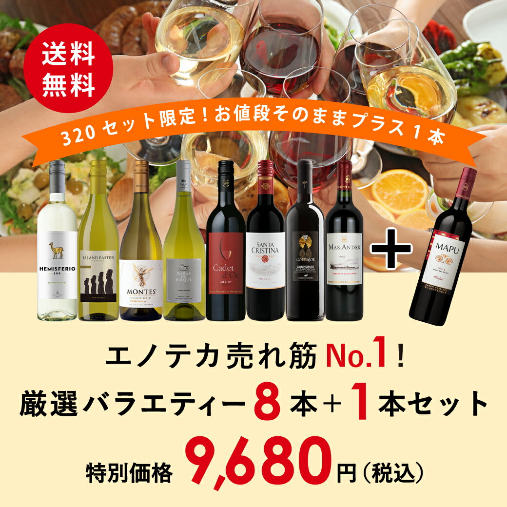 【アンコールボックス】ワインセット ENOTECA 厳選バラエティー 8本＋1本 セット(赤 白 ワイン9本) PP5-3 [750ml×9]　送料無料のサムネイル