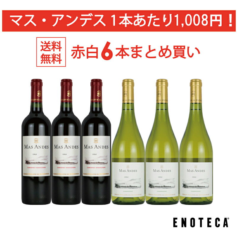 【送料無料】ワイン ワインセット マス・アンデス赤白6本まとめ買い MA12-1 [750ml x 6] バロン・フィリップ・ド・ロスチャイルド・マイポ・チリ【AM9時迄最短当日出荷】