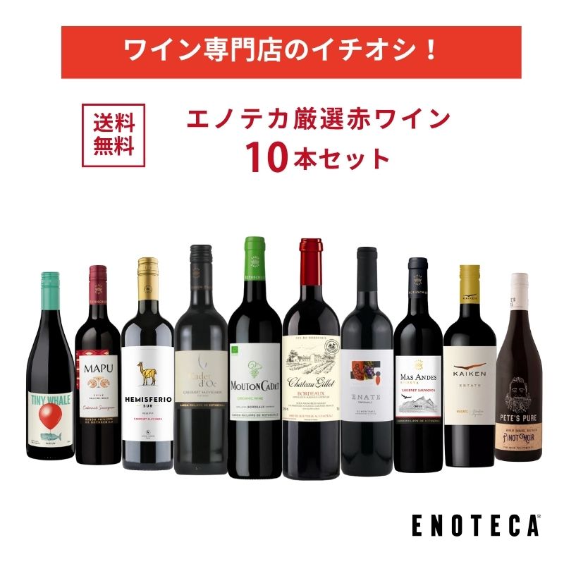 商品写真：エノテカ ワイン専門店のイチオシ！エノテカ厳選赤ワイン10本セット PA10-3 [750ml x 10] ワイン ワインセット 飲み比べ 送料無料