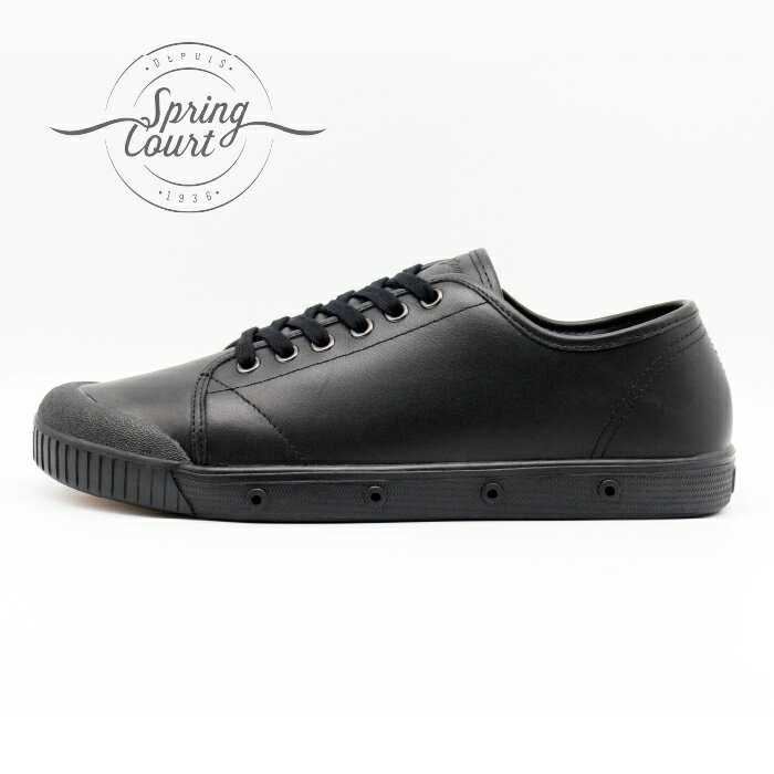 SPRING COURT スプリングコート レディース メンズ スニーカー 靴 レザー ローカット BLACK ブラック 黒 G2S-GS03-2 / G2N-GS03-2 LEATHER フランス 通気性 クッション 快適 クラシック 定番 ロングセラー 送料無料