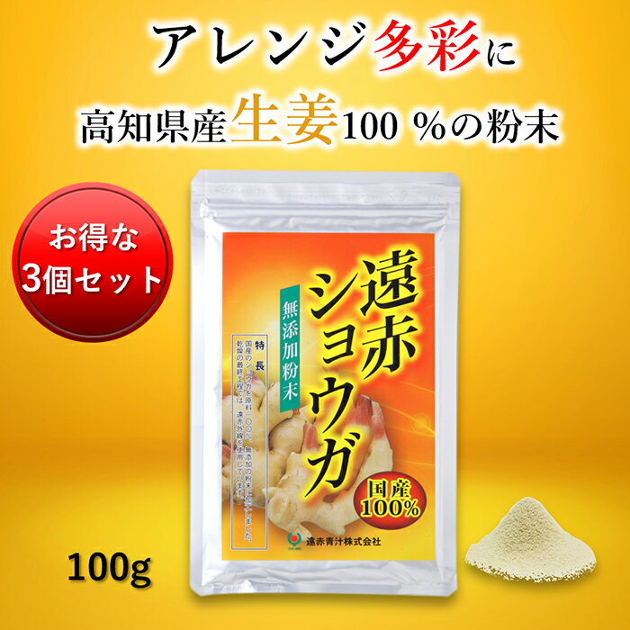 遠赤ショウガ 100g (3個セット 10%引) [高知県産100% 無添加 無香料 しょうが ショウガ 生姜 粉末 パウダー 粉 国産 乾燥 新ショウガ]