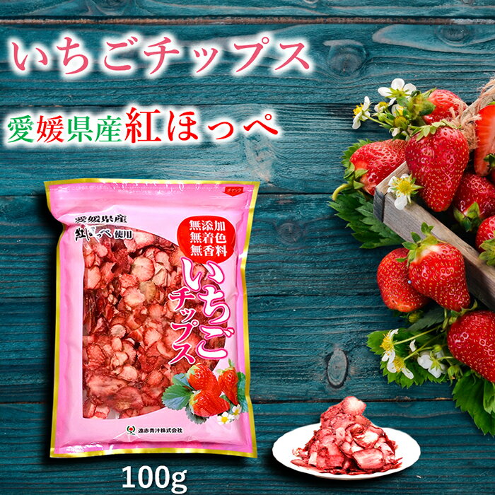 【店内買い回りでポイント10倍】いちごチップス 100g (紅ほっぺ使用) [愛媛県産 無添加 無着色 無香料 まるごと いちご イチゴ 苺 まるごと乾燥 トッピング お菓子作り]