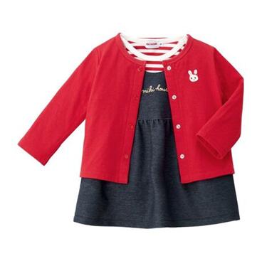 MIKI　HOUSE【ミキハウス】ミキハウス MIKIHOUSE ジャンパースカートセット【BOX付き】 女の子 ベビー 【うさこ】3点セット/出産祝い/お祝い/