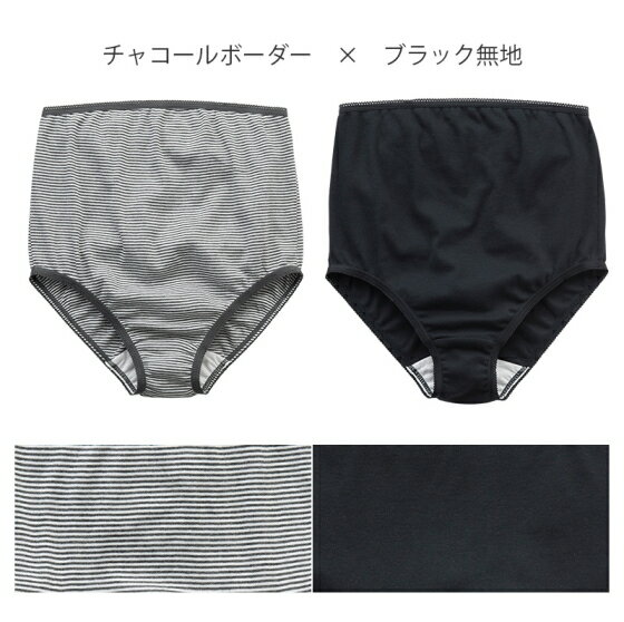 ★★送料込み/追跡可★★犬印本舗　マタニティショーツ2枚組　ボーダー×クロ無地日本企画商品/М-L/L-LL/綿100％ 3