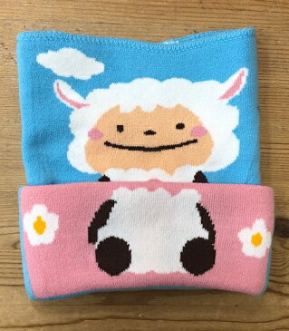 【Sunny Sheep】サニーシープ/ひつじPK×空色 変身腹巻き はらまきへんしんはらまき/ピンクお花×空