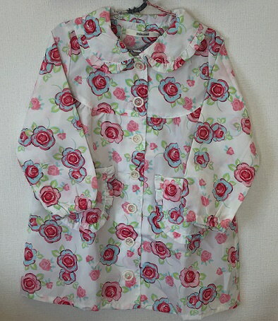 【mia mail】ミアメール ウィンドブレーカー ワンピース型 通園/お散歩/季節の変わり目/ジャケット/女の子/かわいい/フリル/花柄/撥水加工