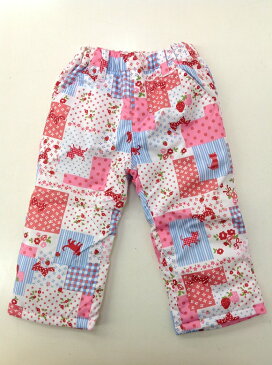 ☆送料込☆【mialy mail】 防寒パンツ 撥水加工そり遊び 雪遊び 雪国仕様スノーパンツ ネコ柄/パッチワーク