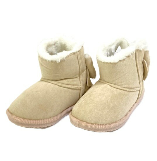 Rakuten - Kids Foret　ムートンブーツ撥水加工/リボンモチーフ/女の子/無地14cm・15cm・16cm・17cm/スリット入り/マジックテープ脱着/