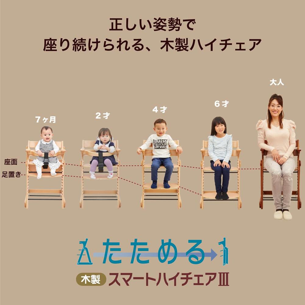たためる　木製スマートハイチェア3(1個)前ガードがあるから安心・安全/お食事/テ...